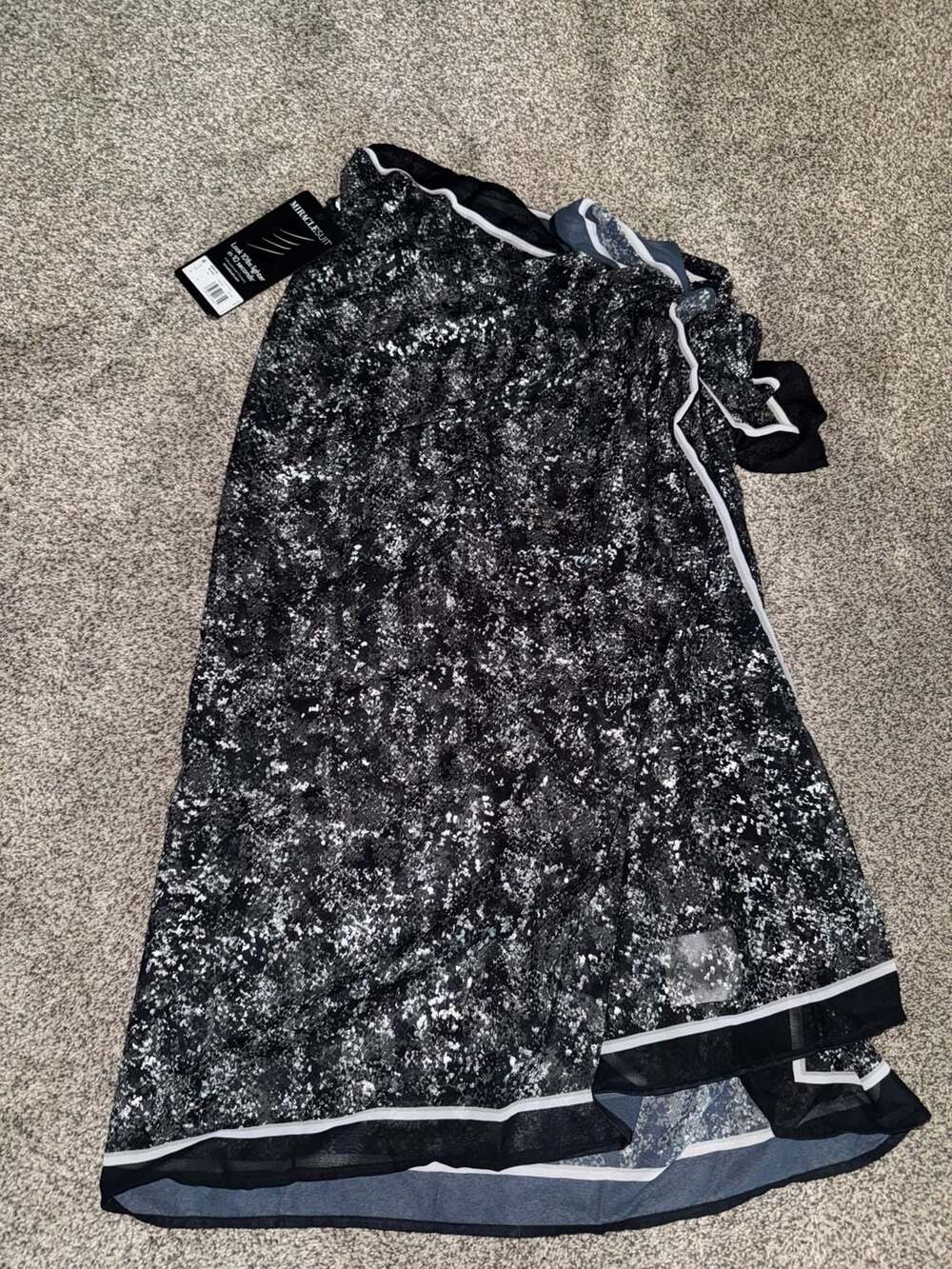 Miraclesuit Scarf Pareo Black Print Beach Cover-Up